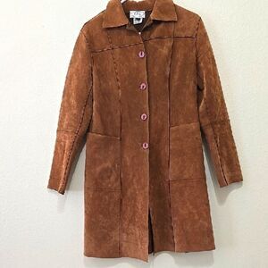 CIay Leather/viscose Made In Italy Coat Size L